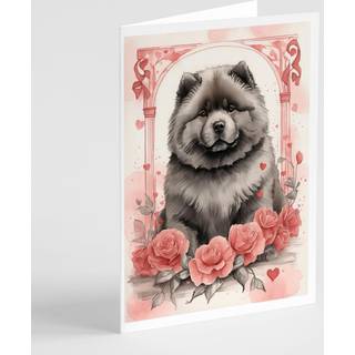 Caroline's Treasures DAC4409GCA7P CHOW CHOW VALENTINE ROSER HASPING CORTS PACK med 8 blanke kort med konvolutter, finurlig A7 Størrelse 5x7 Blank