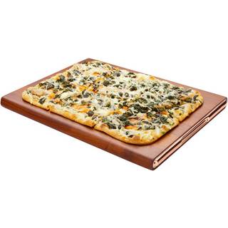 Restaurantware Elegante 14,6 tommer x 11 tommer tr?bakke 1 Carboniseret charcuteriebakke - med h?ndtag Rose Gold Hardware Natural Acacia Grazing