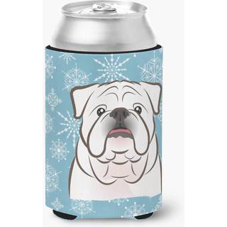 """"Caroline's Treasures Snowflake White English Bulldog Can/Bottle Hugger Multicolor""""