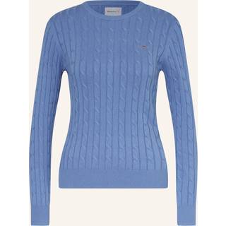 GANT Dame Crewneck sweater af strækbomuld med kabelstrik (S)