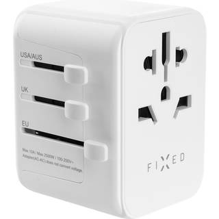 Fixed - Universal Rejse Adapter - 30W - EU / UK / USA / AUS - Hvid