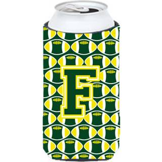 Brev F fodboldgrøn og gul høj dreng drikkevarer isolator hugger CJ1075-ftbc