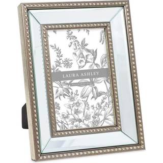 Laura Ashley 4x6 Champagne Mirror Bead Picture Frame Classic Mirrored Frame with Beaded Border Wall Mountable Made to Tabletop Display Photo Gall