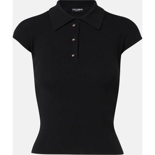 Dolce&Gabbana Ribbed-knit polo shirt - black - XL