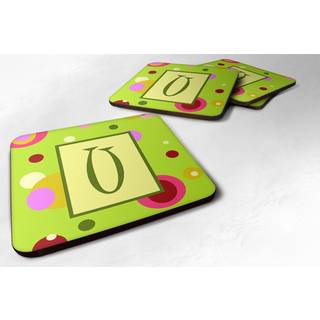"""" Caroline's Treasures CJ1010-UFC Monogram-Green Foam Coasters (Sæt med 4) indledende bogstav u 3.5 """" ""H x 3,5"" """" W Multicolor """"