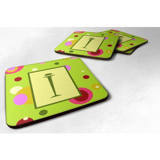 """" Caroline's Treasures CJ1010-IFC Monogram-Green Foam Coasters (sæt med 4) indledende bogstav I 3.5 """" """" H x 3,5 """" ""W Multicolor"" ""