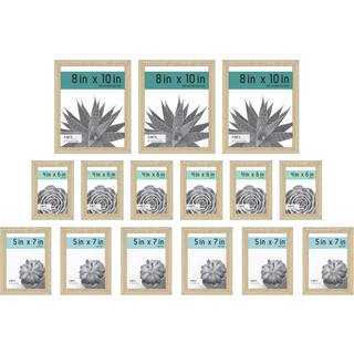 MCS Gallery Essential Picture Frames Photo Gallery Wall Frame Set med 4 x 6 tommer 5 x 7 tommer og 8 x 10 tommer rammer Natural Woodgrain 15 styk