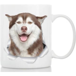 Happy Siberian Husky Coffee Mug - Keramisk Husky Mug - Perfect Dog Lover Gift - Cute Novelty Coffee krus til stede - Stor fødselsdag eller jules
