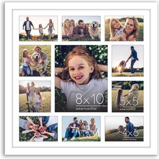 Americanflat 20x20 collage bildram med polerad plexiglas - passar en 8x10 fyra 5x5 och sex 4x6 foton eller en 20x20 foto - galleri väggramuppsätt