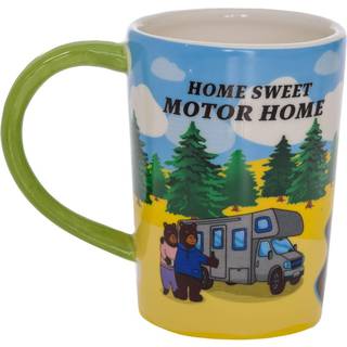 Hjem Sweet Motor Home Ceramic Mug - RV Black Papa Bear Coffee Mug til m?nd og kvinder - Mama Bear Mug Tea Cups Hvid s?de kaffekrus - Moderne bjer