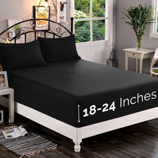 Elegant komfort 1500 premium kvalitet monteret ark ultra blød 18-24 tommer ekstra dyb lomme - enkelt monteret ark til høj madras - rynke gratis m