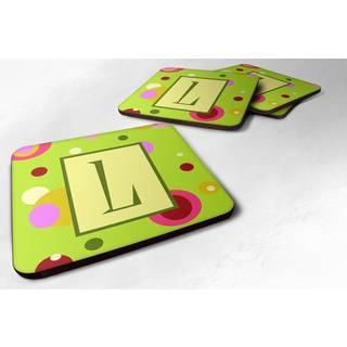 """" Caroline's Treasures CJ1010-LFC Monogram-grønne skumcoasters (sæt med 4) indledende bogstav L 3.5 """" ""H x 3.5"" """" W Multicolor """"