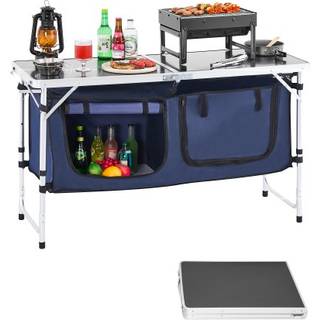 VEVOR Camping K?kkenbord Sammenklappeligt Udend?rs Madlavningsbord 3 Justerbar H?jde Aluminium Letv?gts B?rbar Cook Station med Opbevaring Organi