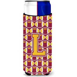 Brev L Fodbold Maroon og Gold Ultra Beverage Isolators til slanke dåser CJ1081-LMUK
