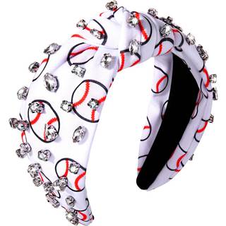 Baseball pandebånd rhinestone knyttet pandebånd til kvinder trykt basketball fodbold baseball bred top knude hårbånd juveleret pyntet pandebånd s