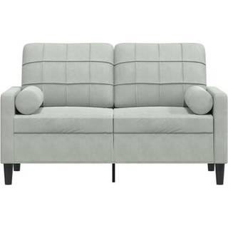 2-personers sofa med pyntepuder 120 cm velour blå