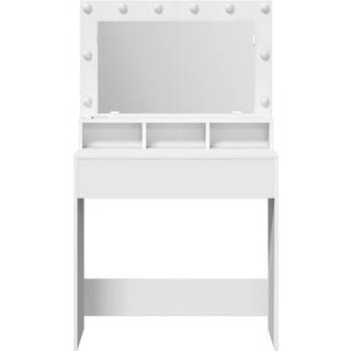 Makeupbord med hylde Hvid 79 x 41 x 135 cm Konstrueret træ