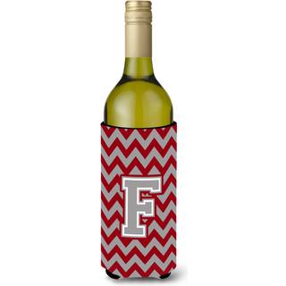 Brev F Chevron Crimson og Gray Wine Bottle Beverage Isulator Hugger CJ1043-Fliterk