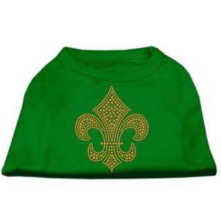 Gold Fleur de Lis Rhinestone Shirts Emerald Green LG