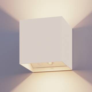 Calex Udendørs væglampe med bevægelsessensor Volterra, Hvid/opal, Stue/spisestue, Aluminium, Moderne,