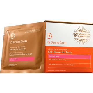 Dr. Dennis Gross Glow Pad Selvbruner til krop - Eksfolierende og anti-aldrende hndklde med AHA'er og BHA'er Byggerbar naturlig gld, fugtgivend