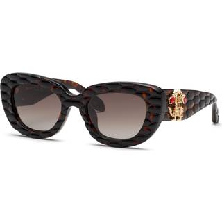 Roberto Cavalli Kvinde SRC058S 743 Solbriller Acetat Havana Brun Geometrisk Normal Skygge