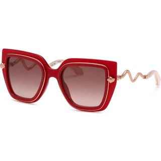 Roberto Cavalli Kvinde SRC097M 09EZ Solbriller Acetat Rød Brun Sommerfugl Normal Skygge