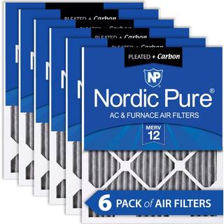 Nordic Pure 16x20x1 (15 1/2 x 19 1/2 x 3/4) Furnace Air Filters Merv 12 plisset plus carbon 6 -pakke