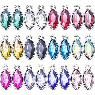 Bronagrand 24pcs Crystal Birthstone Charms Leaf Form Charm Pendants Crystal Perles Pendants Crystal Charm for DIY smykker halsk?de ?reringe armb?