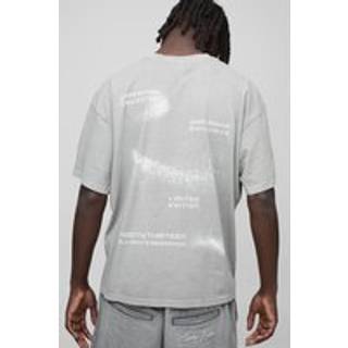 Mens Light Grey Oversized Expedition Space Graphic Washed T-Shirt