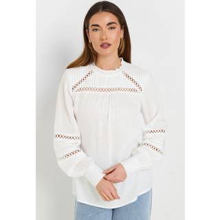 Lts Tall White Ladder Trim Shirt 10 Lts | Tall Women's Shirts & Blouses