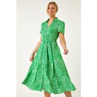 Roman Roman Green Petite Abstract Print Button Shirt Dress