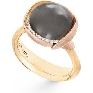 OLE LYNGGAARD COPENHAGEN Lotus 3, 18 kt. guld ring med grå månesten og brillanter - Str. 55