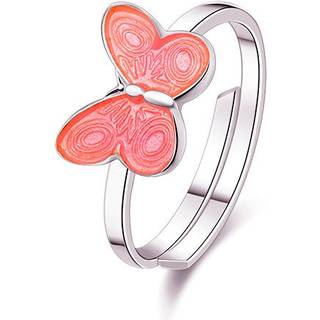 Pia&Per - Sølv børnering med lyserød sommerfugl - 32301