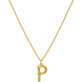 Maanesten Halskæde - P Alphabet - Gold Colour