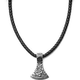 Sort Læderhalskæde med Sølvfarvet Runevedhæng