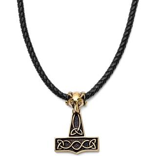 Sort Læderhalskæde med Guldfarvet Ulv