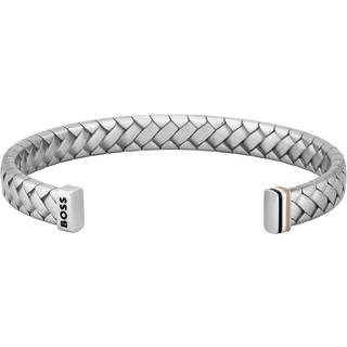 Boss Silver Tailored Steel Herringbone Cuff - 18cm