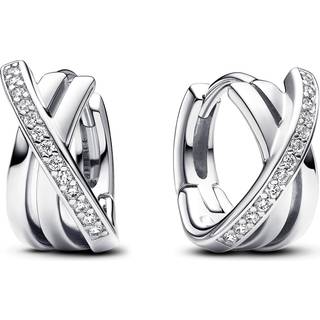 Pandora - Crossover Pavé creoler med sten og kliklås - 293150c01