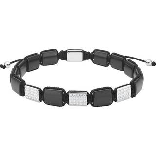 SON of NOA stenarmbånd i stål, sort agat og zirkoner