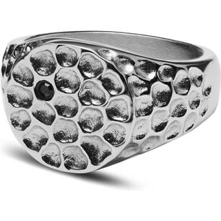 Orphic | Sort Zirconium Banket Sølvfarvet Rustfrit Stål Signetring