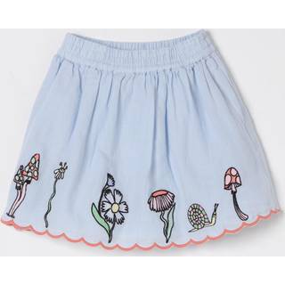 Stella McCartney Kids Embroidered linen and cotton skirt - blue - Y 12