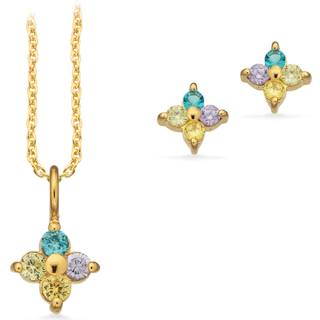 Scrouples Pixel smykkesæt multicolor cubic zirkonia i forgyldt