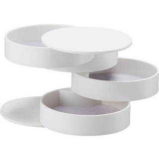 UNIQ Rotatable Round Jewelry Box with 4 Compartments - White