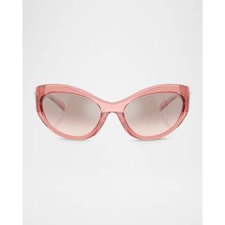 Versace Kvinde VE4485 53228Z Solbriller Injiceret Rosa Brun Cat Eye Spejlet Skygge