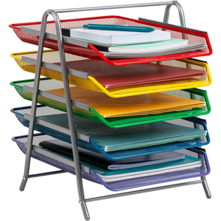 Mind Reader 5-Tier Paper Tray Desktop Organizer File Storage Workspace Office Metal Mesh 11.75 """" L X 14 """" W X 15 """" H Assorterede farver