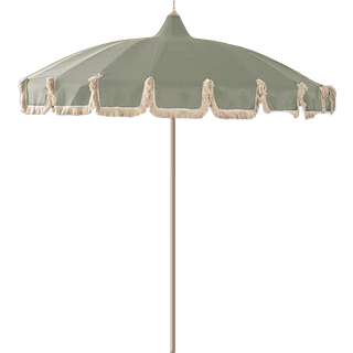 Garden Glory, Parasol med frynser Ø240 cm Eucalyptus