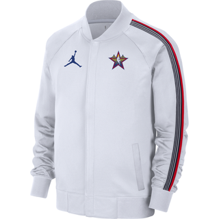 Langærmet 2025 All-Star Weekend Showtime Jordan NBA-jakke med fuld lynlås til mænd - hvid