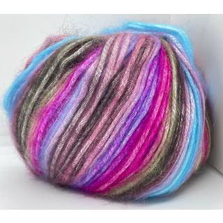 Picasso Mystic - Blue Pink Purple Brown Green Fuzzy med subtil glans garn Polyester Akrylblanding 50 gram 125 meter