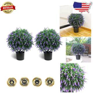 Sunnyglade 21.6 hj kunstig lavendel topiary kugletr st med 2 pakke pottebuske UV-resistente potteplanter til indendrs udendrs hjemmehave (li